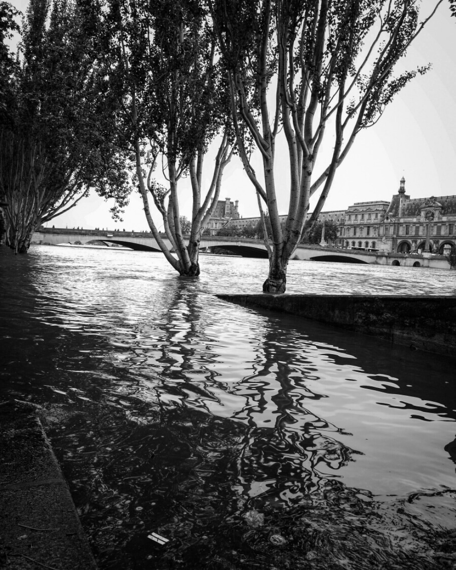 Les quais de Seine inondés en juin 2016 à Paris. La crue de la Seine sur les Quais