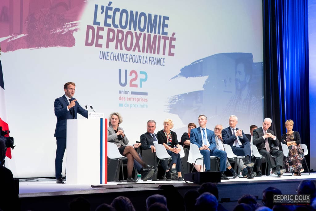 Discours du Président de la République, Emmanuel Macron, sur l'économie de proximité devant les invités des Rencontres de l'U2P 2021