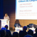 Olivia Grégoire, Ministre déléguée auprès du ministre de l'Économie, des Finances et de la Souveraineté industrielle et numérique, chargée des Petites et moyennes entreprises au congrès de la CGAD en présence de Joël Mauvigney, Président de la CGAD