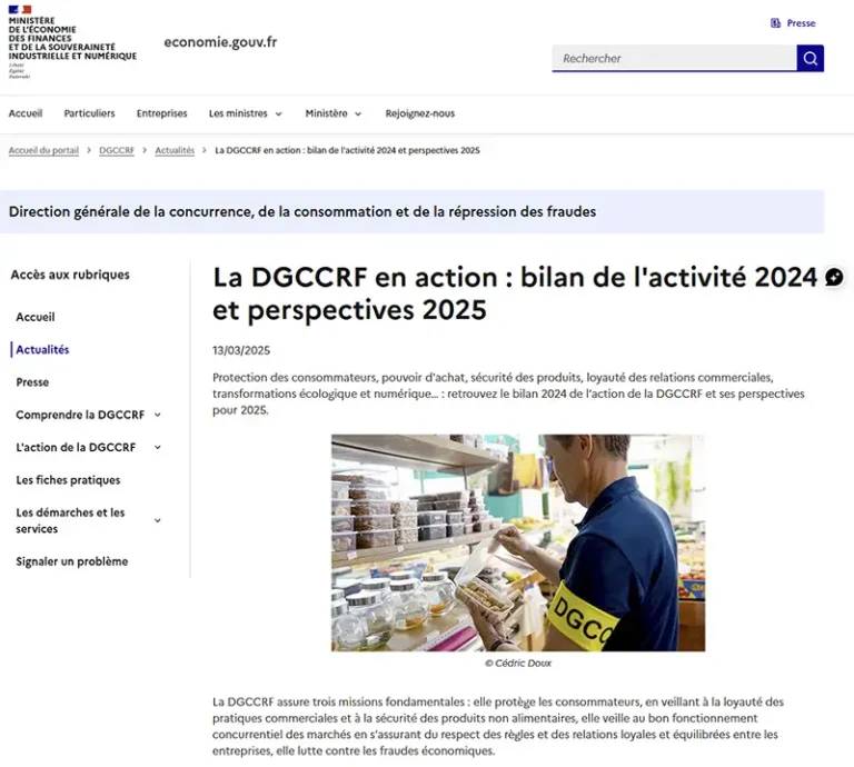 Photographies professionnelles pour le rapport annuel de la DGCCRF 2025